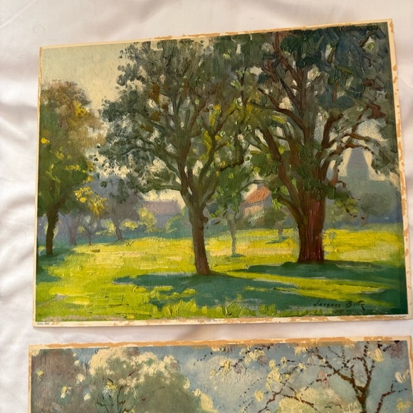 2 Jacques Bille Prints Park Motif Countryside Trees 9.5X12 Printed Switzerland - Picture 6 of 12